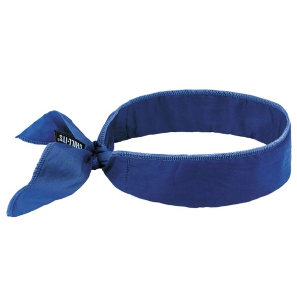 Ergodyne 6702 Solid Blue Evap. Cooling Bandana - Embedded Polymers - Tie 12399